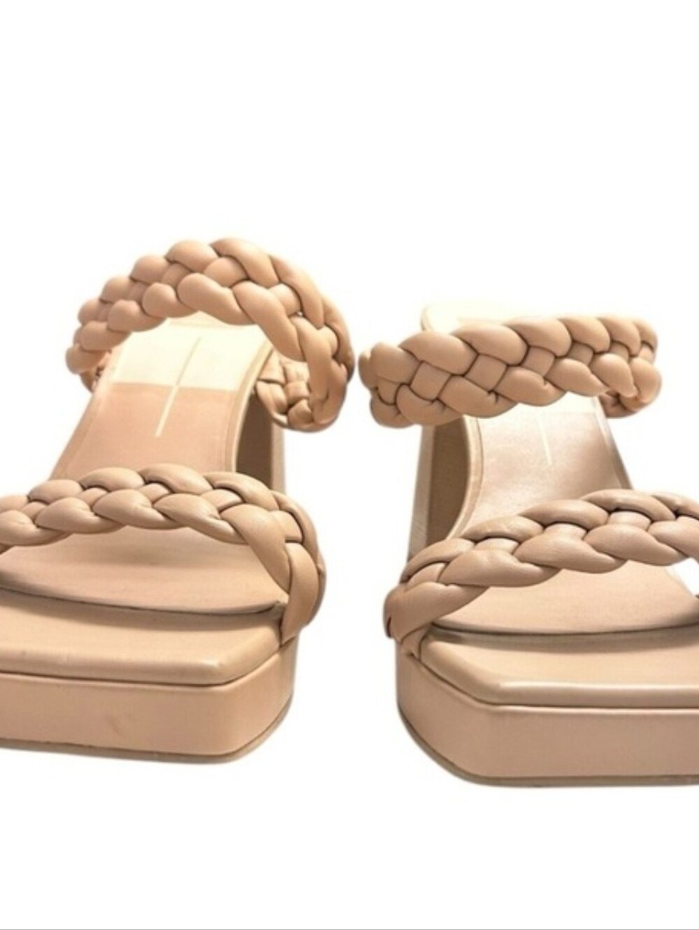 DV by Dolce Vita Nude Braided Strap Platform Block Heel Mules‎ Sandals Size 11